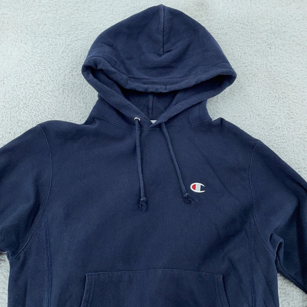 Champion Reverse Weave Hoodie Mens Small Navy Blue Pullover Sweatshirt‎ GF68